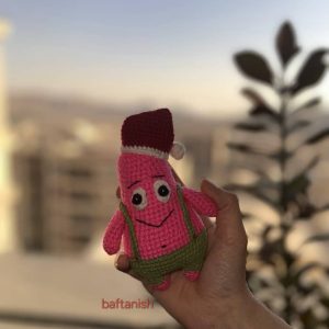 عروسک بافتنی پاتریک ستاره دریایی صورتی دست‌ساز، مناسب هدیه و دکور